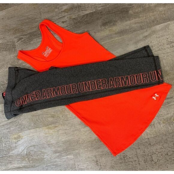NWOT Neon orange Under armor tank top & capris - Picture 11 of 15